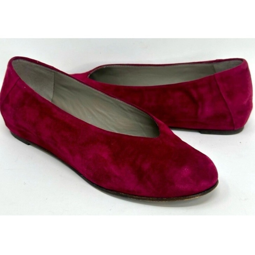 Eileen Fisher Women's Una 2 Flat Wine Red Suede Leather Ballet Shoes 9.5